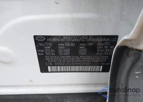 2017 Hyundai Santa Fe Sport 2.4L from USA, damaged, VIN 5NMZUDLB3HH029567
